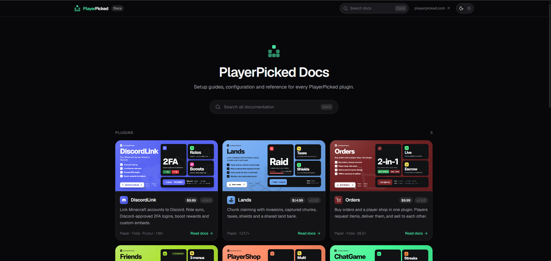 PlayerPicked Docs preview